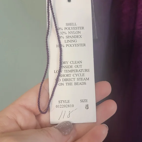 Adriana Papell NWT Midnight Purple Beaded Feminine Formal Evening Dress Size 8 - Picture 6 of 14